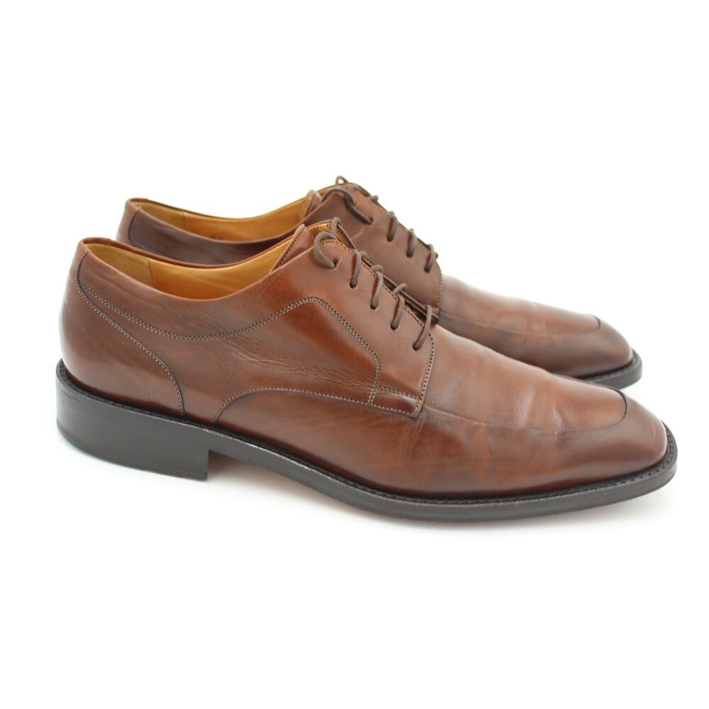 Cole Haan Derby Mens 10 Brown Leather Dress Shoes Made In Italy Luxury C04607